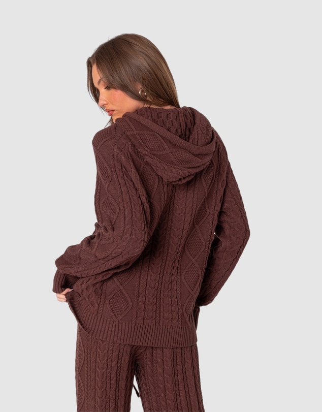 EDIKTED - Jelena Cable Knit Hoodie