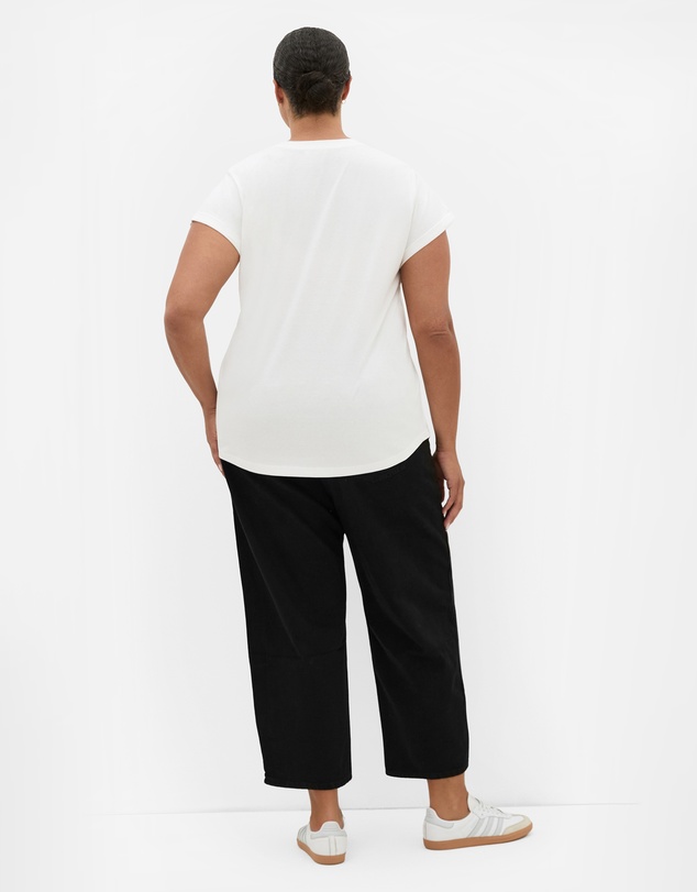 City Chic - Plus size Davina Cotton Tee - ivory