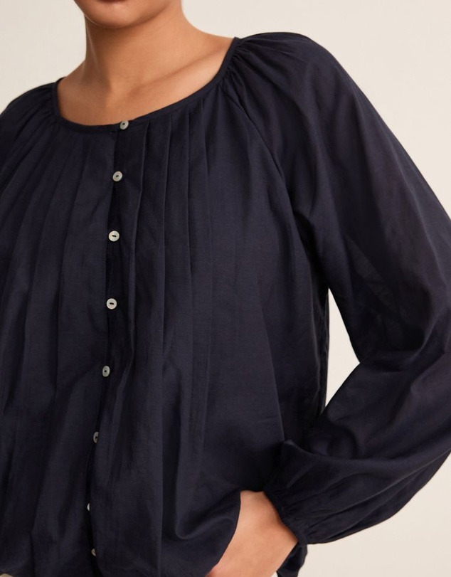 NEXT - Pleat Front Button Through Long Sleeve Blouse