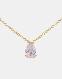 Georgini - Georgini Elegant Essentials 7mm Pear Cut Hidden Halo Pendant Gold