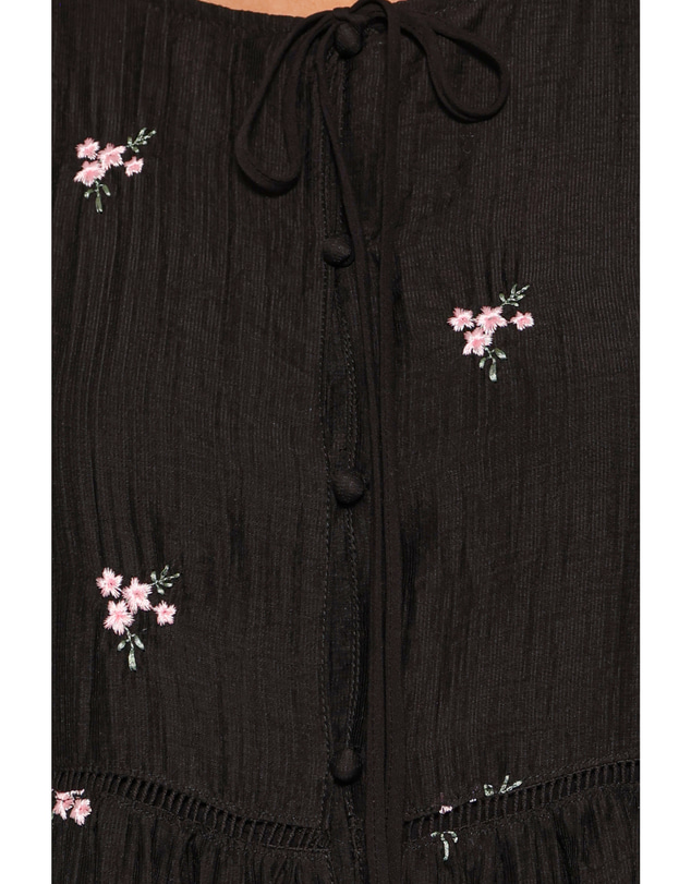 Petal & Pup - Immy Embroidered Mini Dress - Black Floral