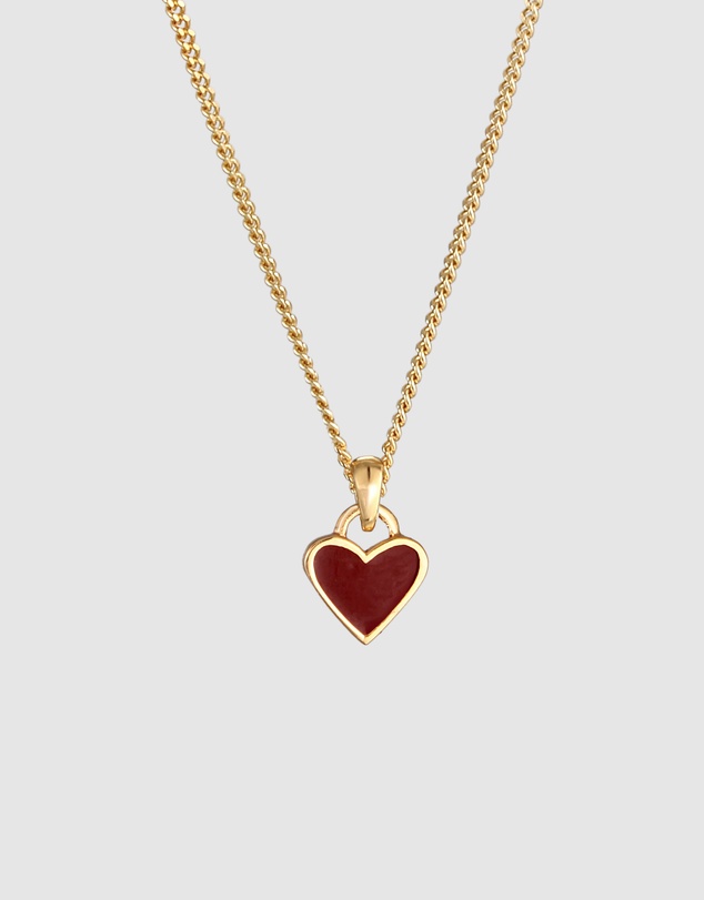 Elli Jewelry - Necklace Heart Pendant Cute with Enamel Red in 925 Sterling Silver Gold Plated