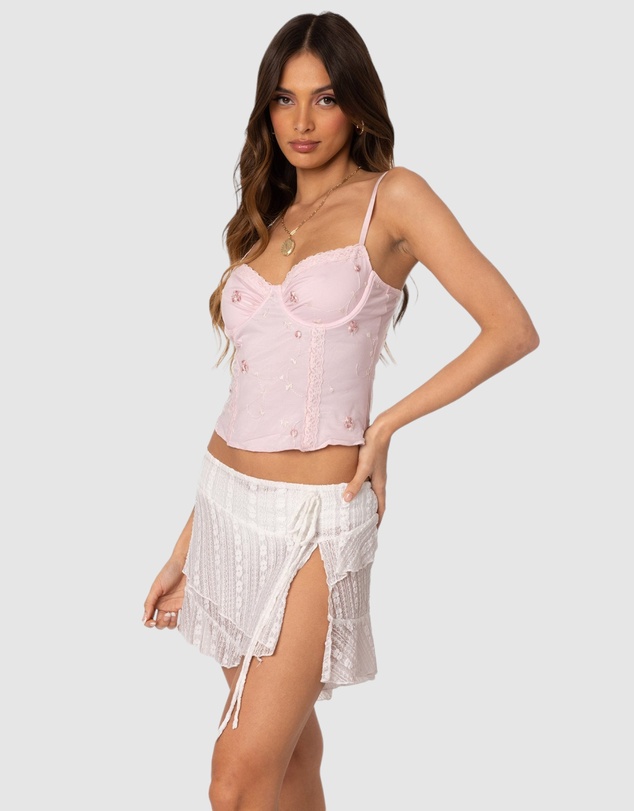 EDIKTED - Victoria Embroidered Mesh Bra Top