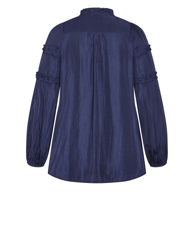 City Chic - Plus size Drama Queen Long Sleeve Shirt - navy