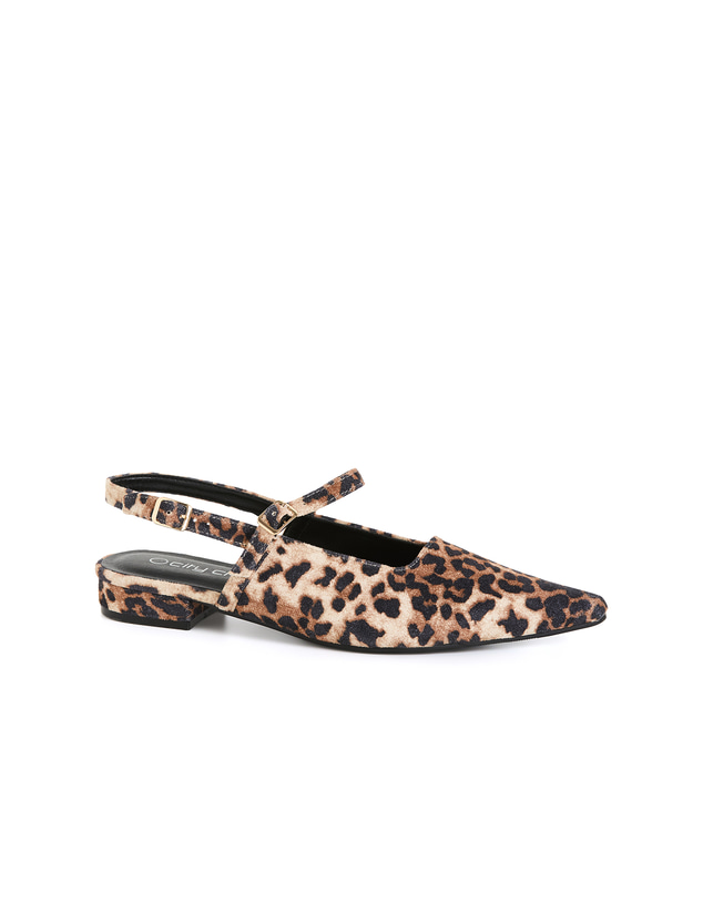 City Chic - WIDE FIT Paisley Leopard Slingback Flat