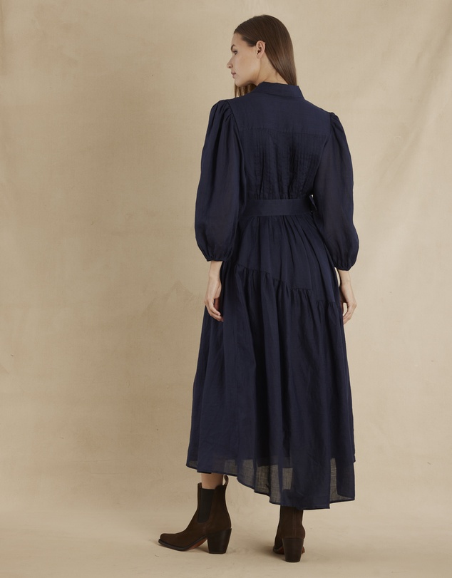 Amelius - Poeta Ramie Pintuck Belted Dress