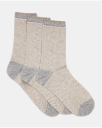 Levante - 3 Pack Lina Fine Stripe Crew Sock