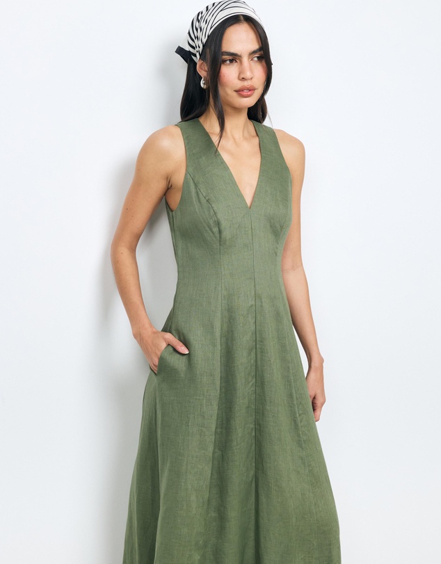 AERE - Evania Linen Midi Dress
