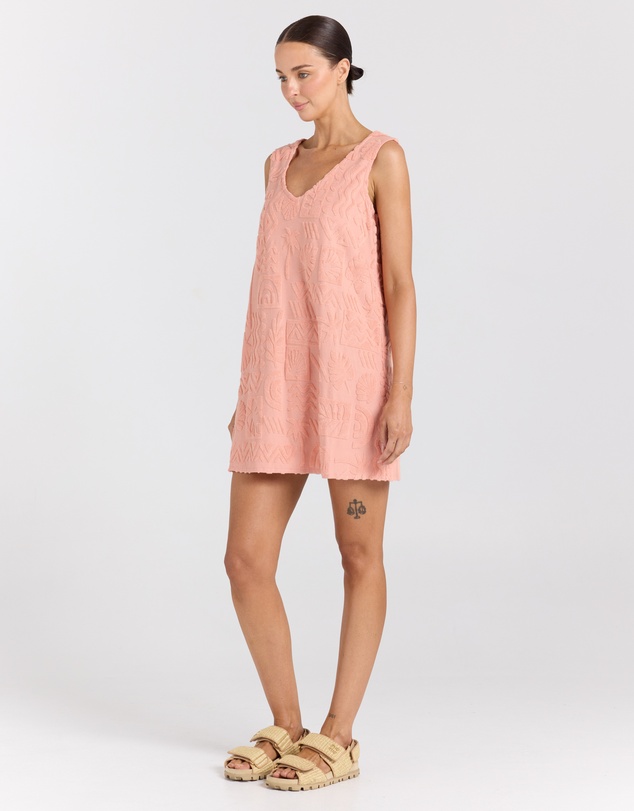 Poolside Paradiso - Mai Tai V Tunic Towelling Dress - Blush