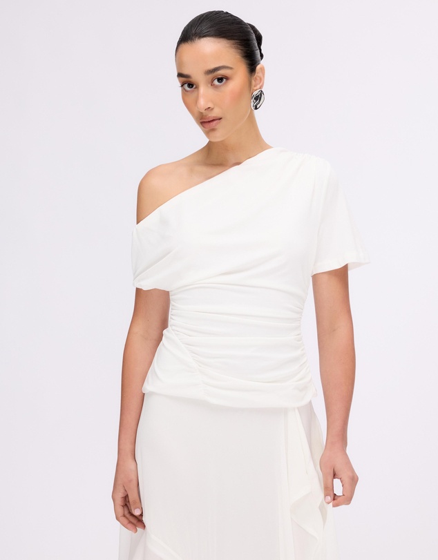 Minima Esenciales - Hayley Off Shoulder Jersey Ruched Top