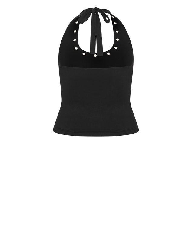 City Chic - Plus size Eyelet Halter Top - black