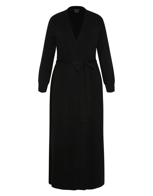 City Chic - Plus size Goldie Longline Cardigan - black