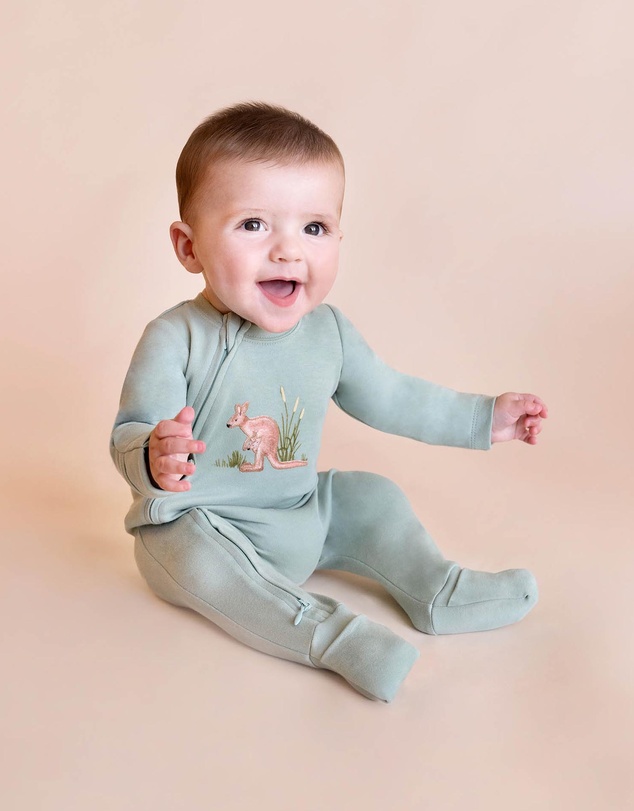 Bebe by Minihaha - Charlie Kangaroo Organic LS Zipsuit - Babies