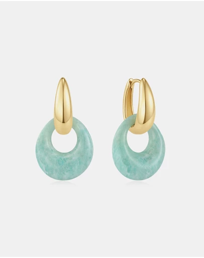 Ania Haie - Gold Hollow Amazonite Organic Pebble Drop Earrings