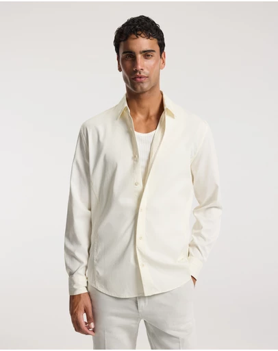 Calibre - Relaxed Stitch Detail Overshirt Cream