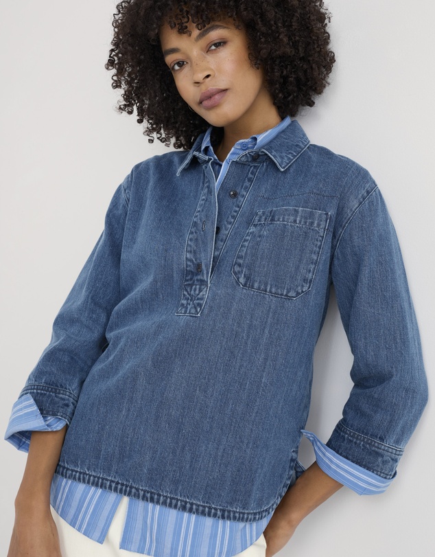 Seasalt - Seasalt Cornwall Blue Oak Leaf Shirt