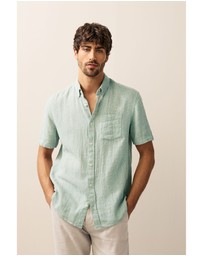 NEXT - Short Sleeve Linen Blend Shirt Button Down Collar