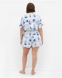 City Chic - Elise Amalfi Print Playsuit