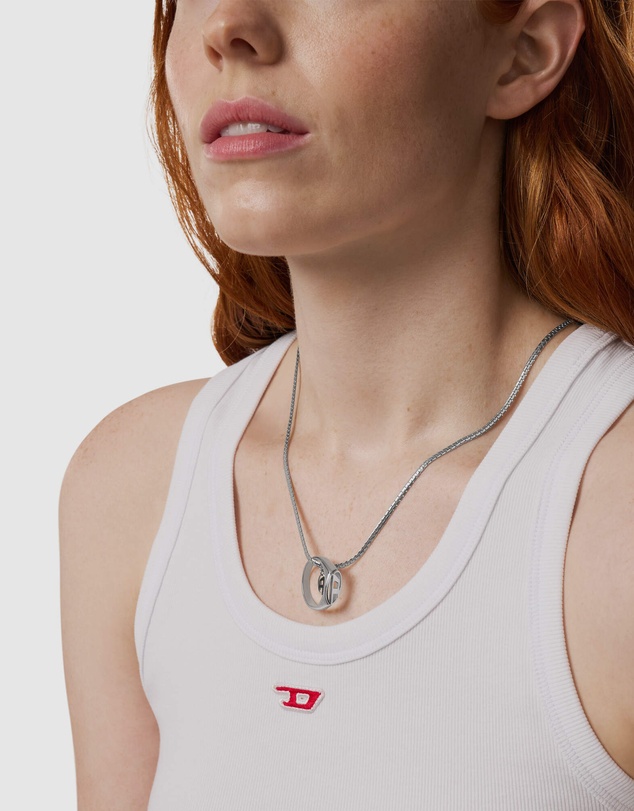 Diesel - Oval D Logo Silver tone Necklace