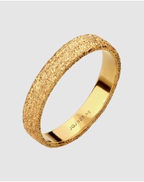 Kuzzoi - ICONIC EXCLUSIVE - Ring Male Band Structured 925 Sterling Silver Gold Plated