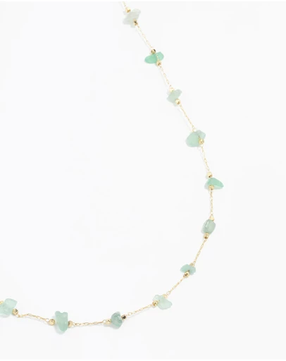 Lovisa - Gold Plated Green Semi-Precious Station Necklace