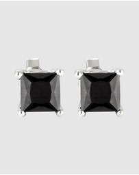Kuzzoi - ICONIC EXCLUSIVE - Earrings Male Stud Square Black Zirconia 925 Sterling Silver