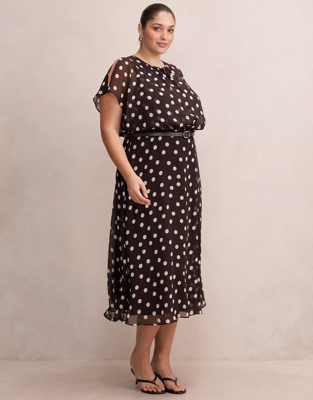 Forever New Curve - Dalton Curve Flutter Sleeves Midi Dress