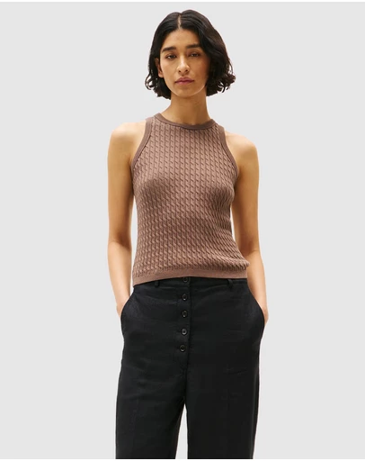 Tommy Hilfiger - Cable Knit Sleeveless Slim Sweater
