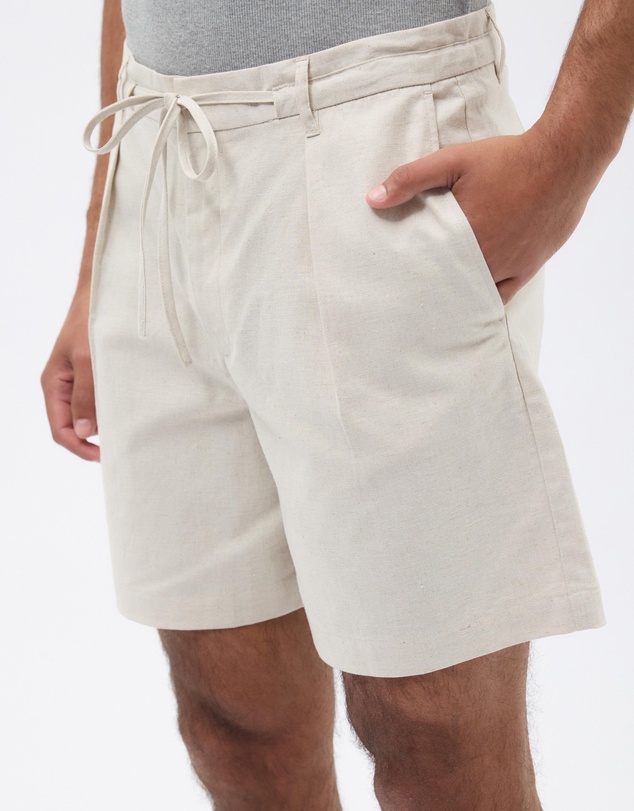 AERE - Linen Blend Tie Waist Shorts