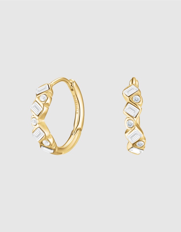Rosefield - Playful Crystals Baguette and Round Gold-Tone Hoop Earrings