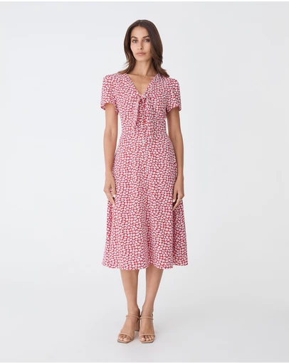 Forcast - Tara Floral Button Midi Dress