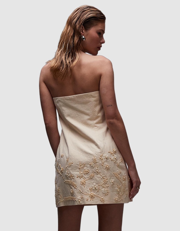 TOPSHOP - Raffia Embroidered Structured Bandeau Dress