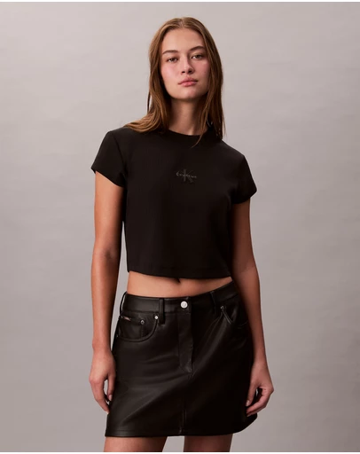 Calvin Klein Jeans - Monogram Logo Ribbed Baby Tee