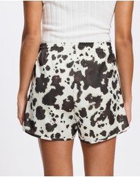 adidas Originals - Satin Cow Print Shorts