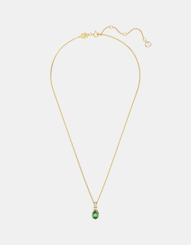 Swarovski - Chroma pendant, Pear cut, Green, 18K gold finish