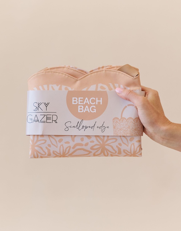 Sky Gazer - Scalloped Edge Beach Bag- Amber Bloom