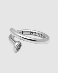 Nialaya Jewellery - Men's Silver Nail Ring with Dorje Engraving