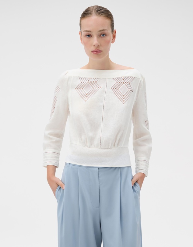 Oroton - Drawn Thread Detail Blouse