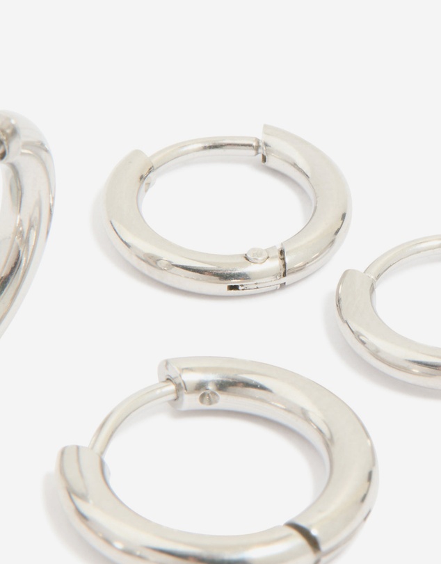 Lovisa - Waterproof Stainless Steel Cubic Zirconia Stacking Earrings 4-Pack