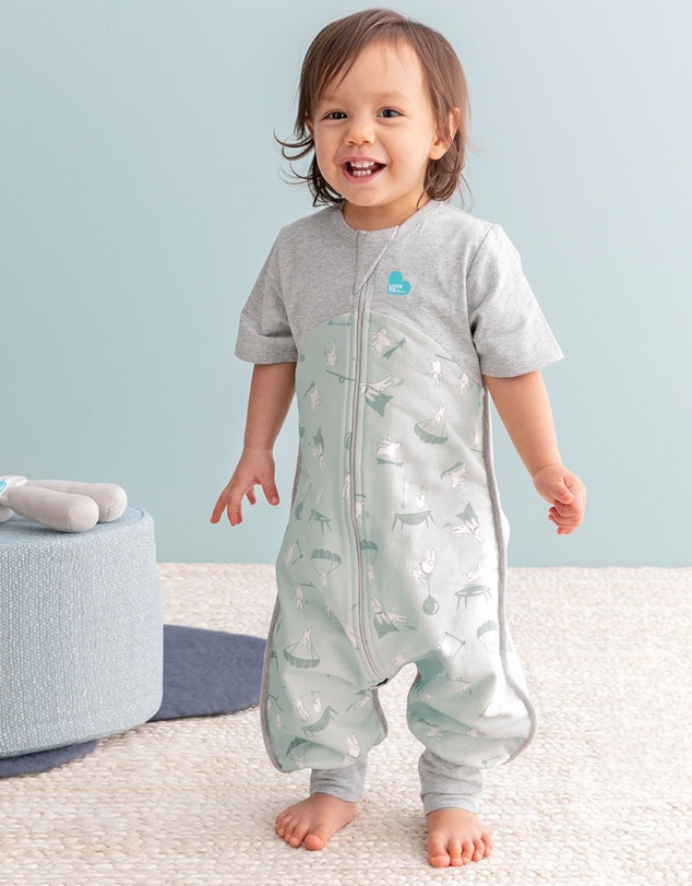 Love to Dream - Sleep Suit 1.0 TOG Organic Cotton Short Sleeve in Olive