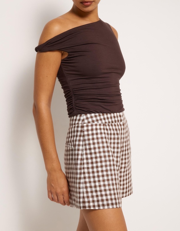 AERE - Gingham Linen Shorts