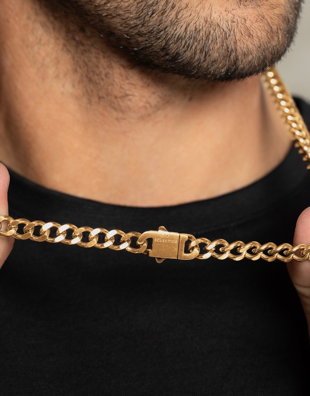 Eclectics - Locked Cuban Chain Necklace - 18K Gold Plated Stainless Steel