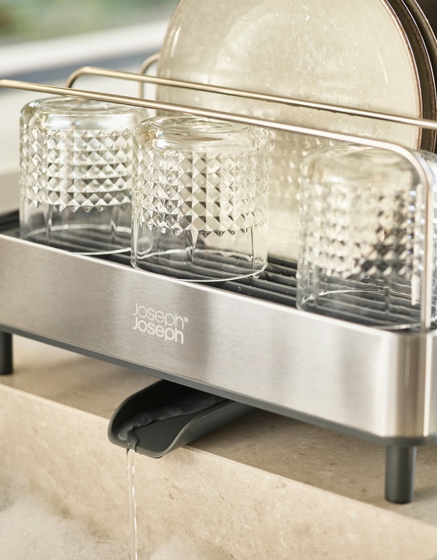 Joseph Joseph - Extend™ Max Steel High-Capacity Expanding Cookware Dish Rack with Draining Spout