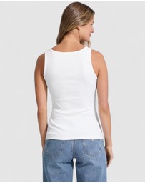 GUESS Jeans - GUESS JEANS Slim Rib Embroidered Tank Top