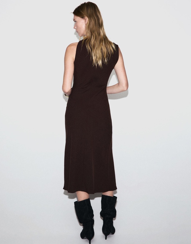 M.N.G - Dress With Asymmetrical Neck And Metallic Detail