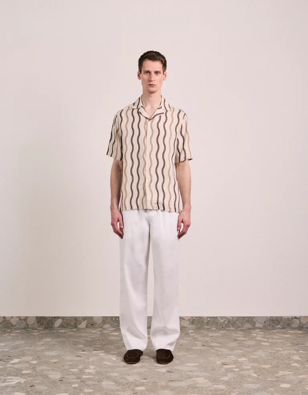 Frescobol Carioca - Roberto SS Linen Shirt Cabana Pin Stripe Print