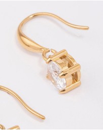 Lovisa - Waterproof Gold Plated Stainless Steel Cubic Zirconia Solitaire French Hook Earrings