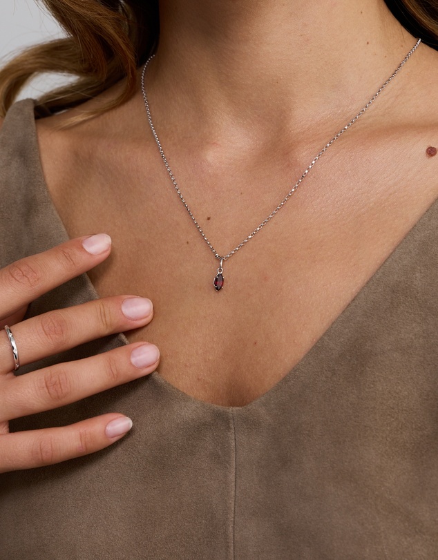 Michael Hill - Marquise-Cut Garnet Pendant in Sterling Silver