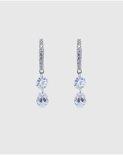 Izoa - Amber Double Drop Huggie Earrings