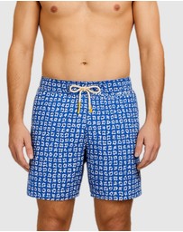 Tolu Australia - Mens Swimshorts with Blue Geometric Figures